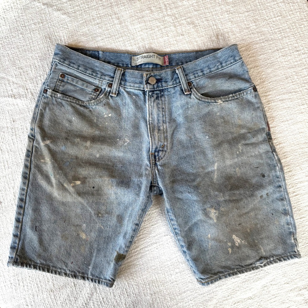 Vintage‎ Levi's 505 Denim Shorts Grunge Paint Splatter Men's 32